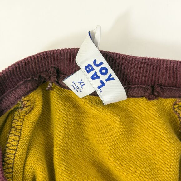 JoyLab Burgundy Yellow Black Acid Mineral Wash Activewear Cropped Sweatshirt XL - Picture 5 of 7